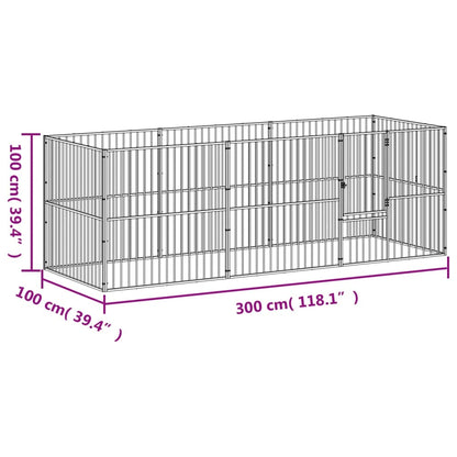 Hondenkennel 8 panelen gepoedercoat staal zwart