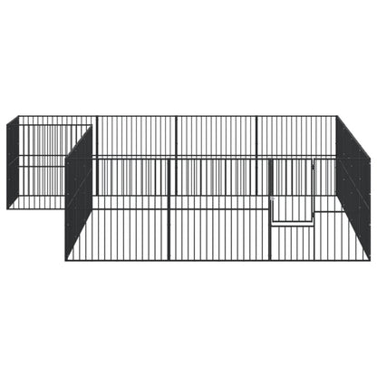 Hondenkennel 16 panelen gepoedercoat staal zwart