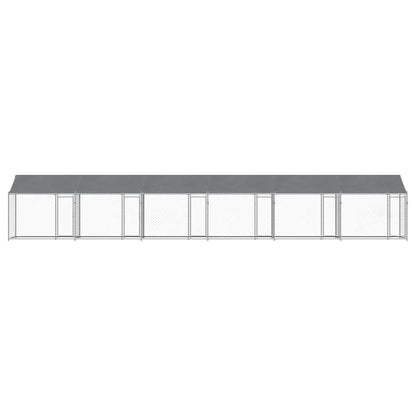 Hondenhok met dak en deuren 12x2x2 m gegalvaniseerd staal grijs