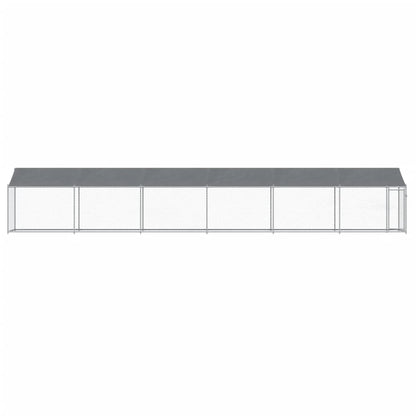 Hondenhok met dak en deur 12x2x2 m gegalvaniseerd staal grijs