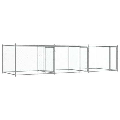 Hondenhok met deuren 6x2x1,5 m gegalvaniseerd staal grijs