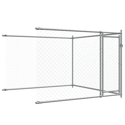 Hondenhok met deuren 6x2x1,5 m gegalvaniseerd staal grijs