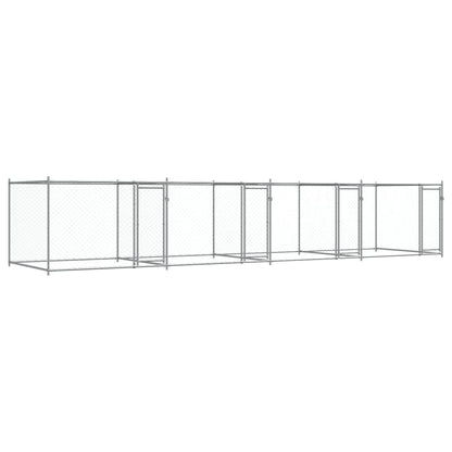 Hondenhok met deuren 8x2x1,5 m gegalvaniseerd staal grijs