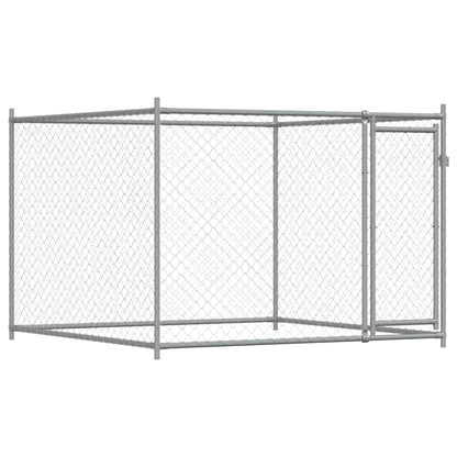 Hondenhok met deuren 8x2x1,5 m gegalvaniseerd staal grijs