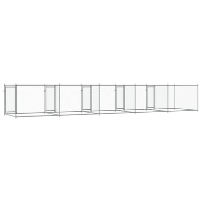 Hondenhok met deuren 10x2x1,5 m gegalvaniseerd staal grijs