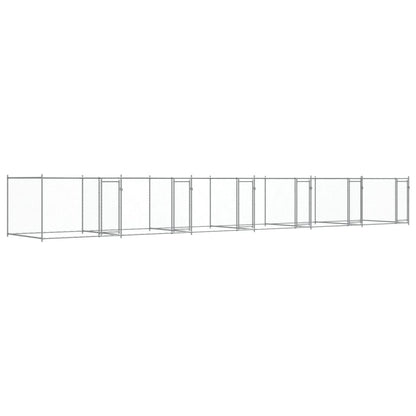 Hondenhok met deuren 12x2x1,5 m gegalvaniseerd staal grijs