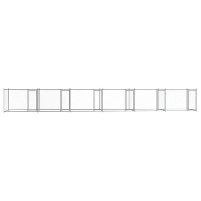 Hondenhok met deuren 12x2x1,5 m gegalvaniseerd staal grijs