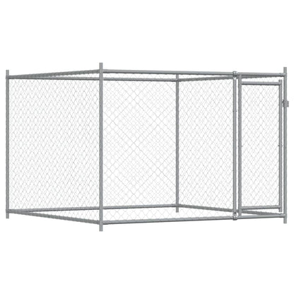 Hondenhok met deuren 12x2x1,5 m gegalvaniseerd staal grijs