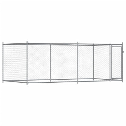 Hondenhok met deur 4x2x1,5 m gegalvaniseerd staal grijs