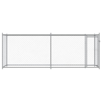 Hondenhok met deur 4x2x1,5 m gegalvaniseerd staal grijs