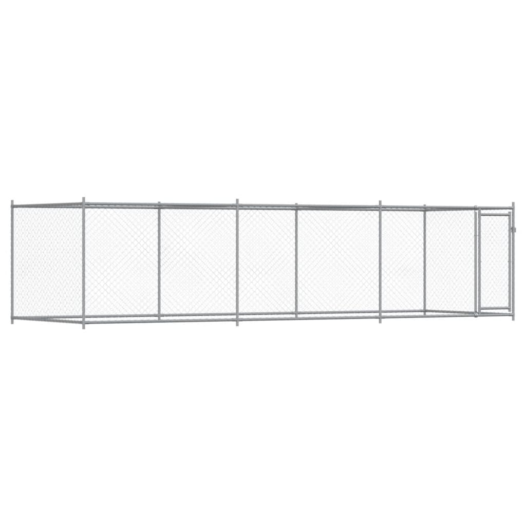 Hondenhok met deur 6x2x1,5 m gegalvaniseerd staal grijs