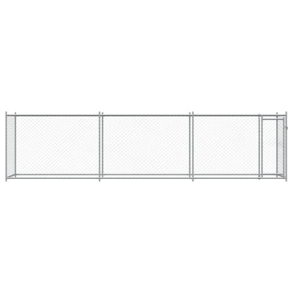 Hondenhok met deur 6x2x1,5 m gegalvaniseerd staal grijs