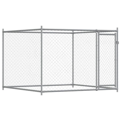 Hondenhok met deur 6x2x1,5 m gegalvaniseerd staal grijs