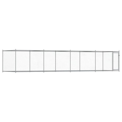 Hondenhok met deur 8x2x1,5 m gegalvaniseerd staal grijs