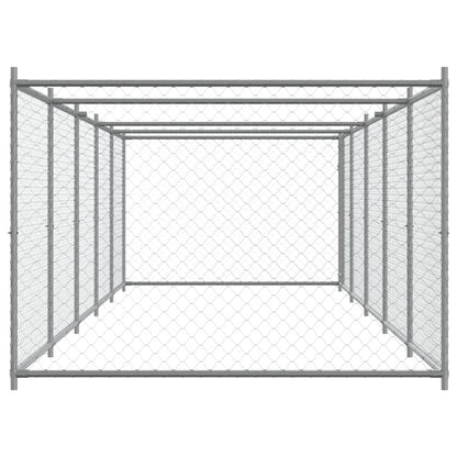 Hondenhok met deur 10x2x1,5 m gegalvaniseerd staal grijs