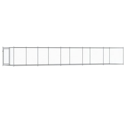 Hondenhok met deur 10x2x1,5 m gegalvaniseerd staal grijs