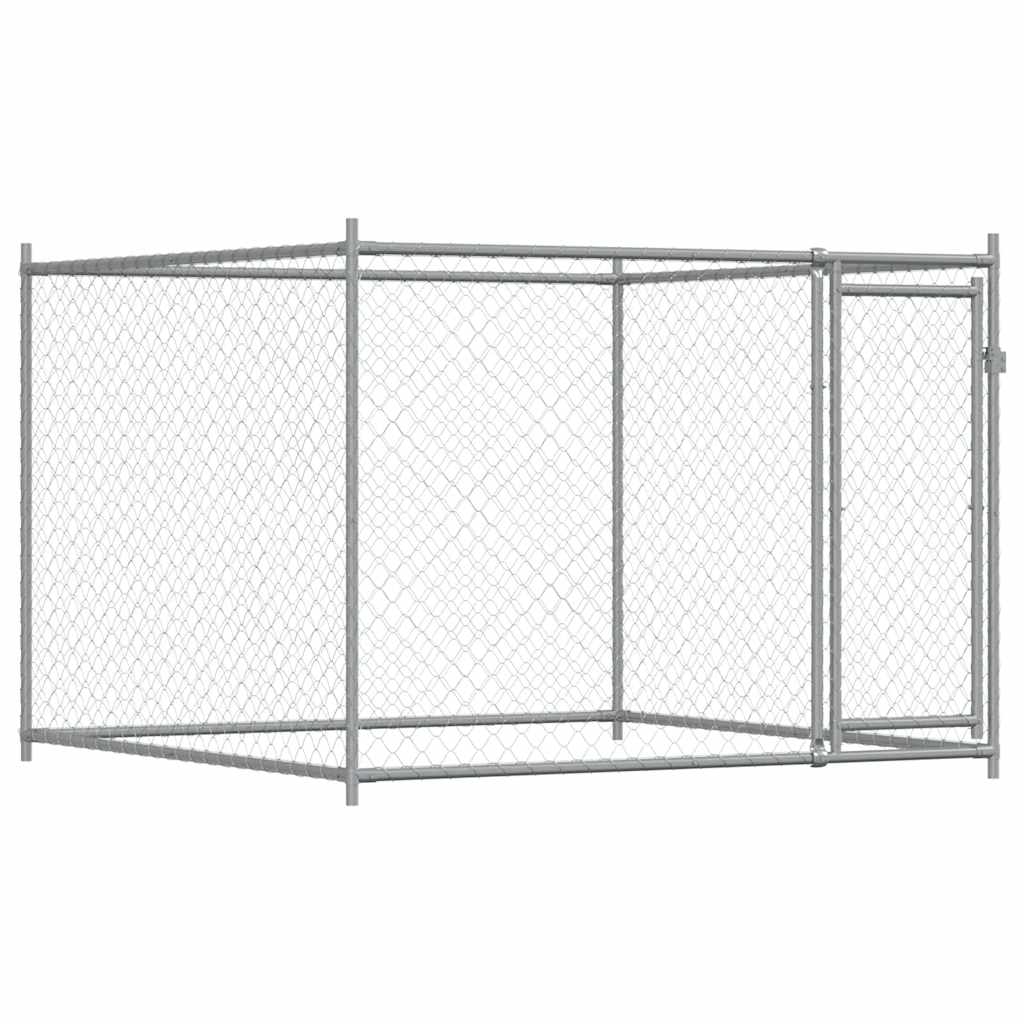 Hondenhok met deur 2x2x1,5 m gegalvaniseerd staal grijs
