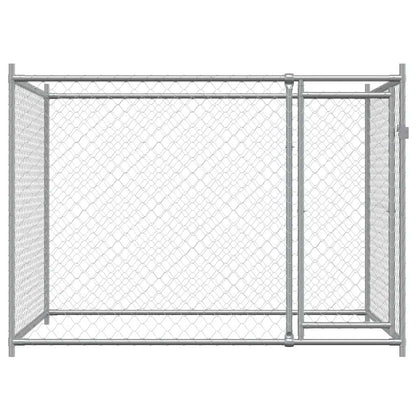 Hondenhok met deur 2x2x1,5 m gegalvaniseerd staal grijs