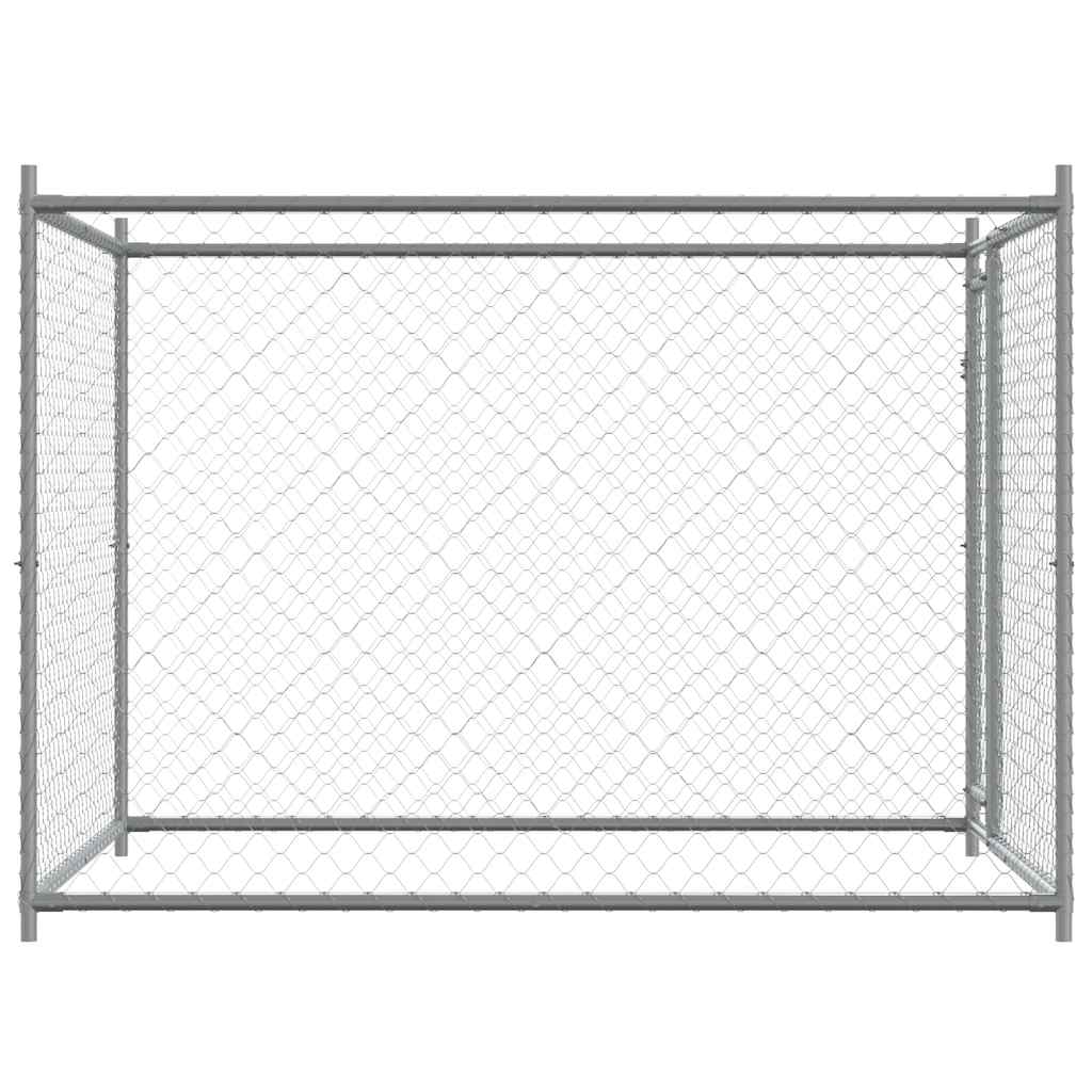 Hondenhok met deur 2x2x1,5 m gegalvaniseerd staal grijs