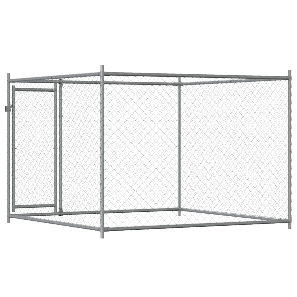 Hondenhok met deur 2x2x1,5 m gegalvaniseerd staal grijs