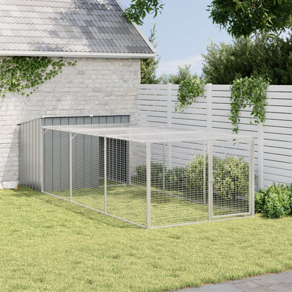 Hondenhok met ren 153x396x110 cm gegalvaniseerd staal antraciet