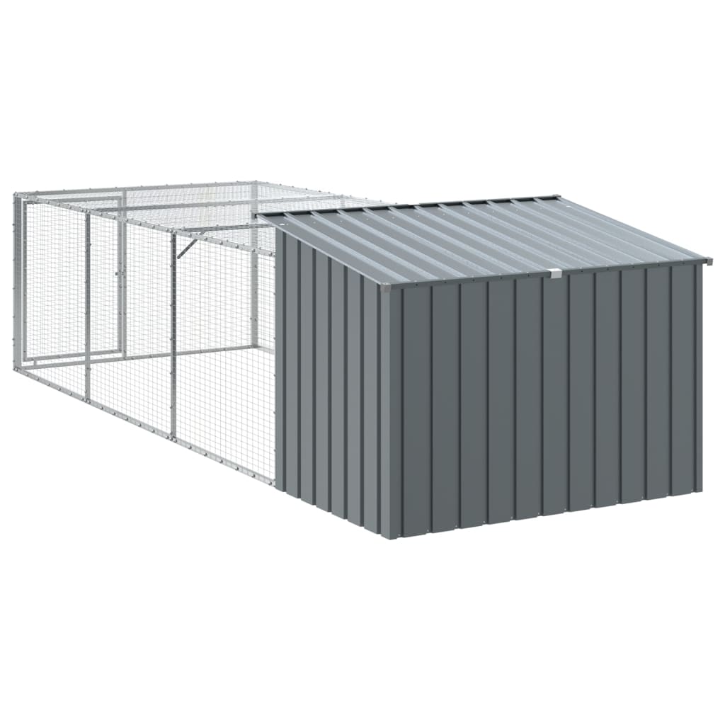Hondenhok met ren 153x396x110 cm gegalvaniseerd staal antraciet