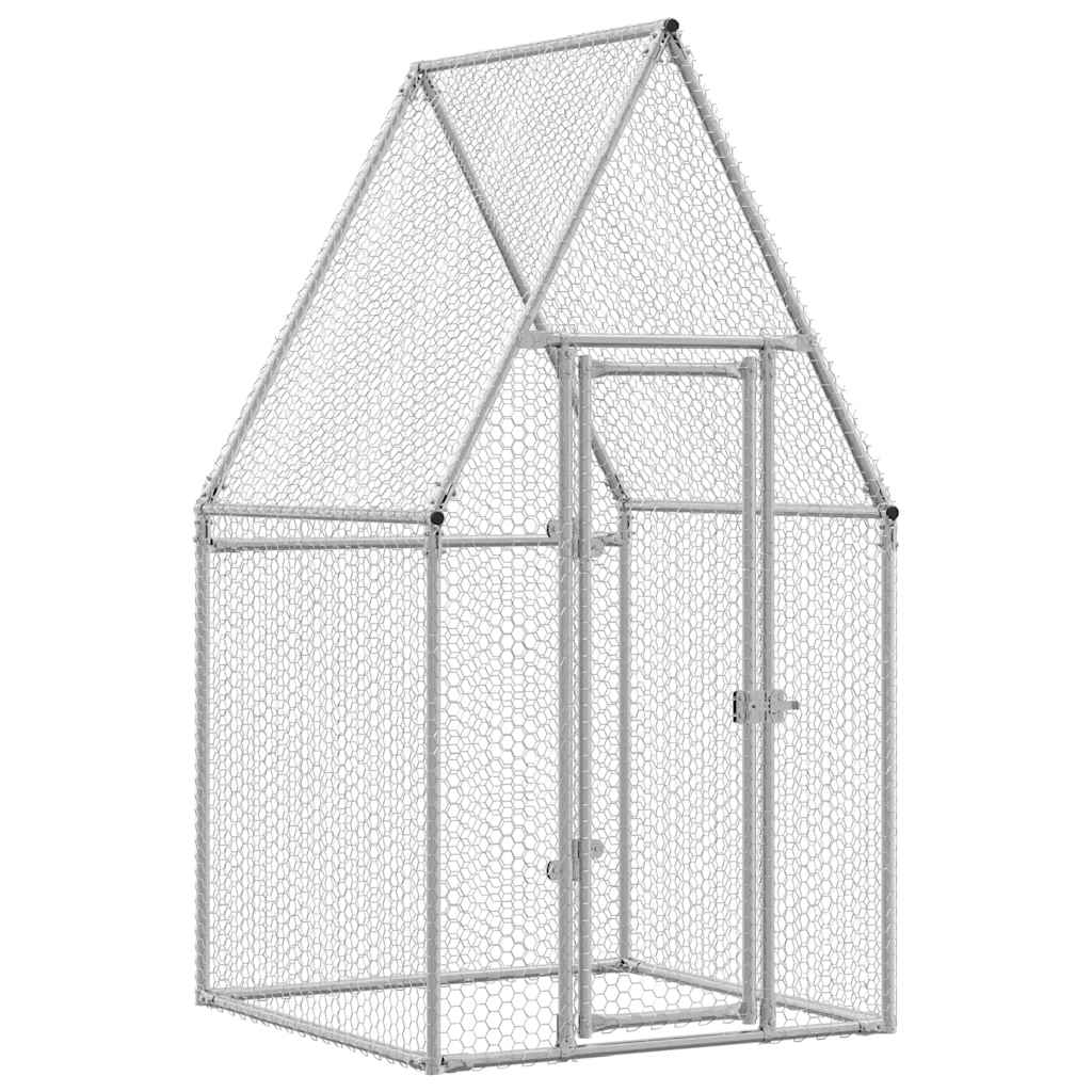 Kippenhok 100x100x190 cm gegalvaniseerd staal zilverkleurig