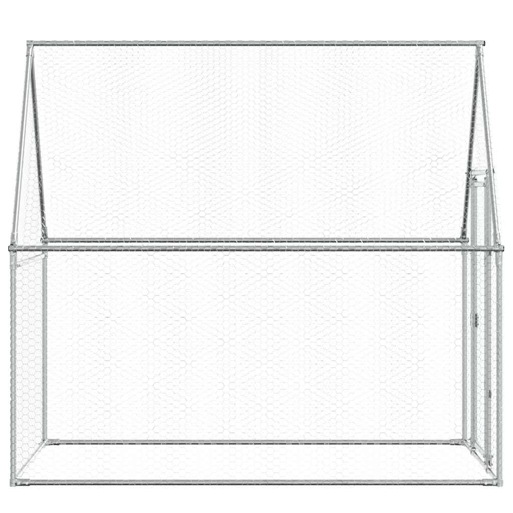 Kippenhok 200x100x190 cm gegalvaniseerd staal zilverkleurig