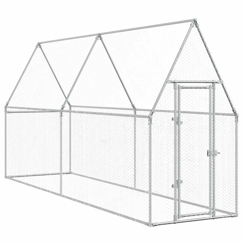 Kippenhok 400x100x190 cm gegalvaniseerd staal zilverkleurig