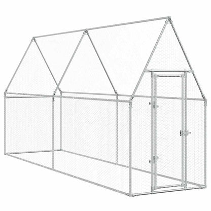 Kippenhok 400x100x190 cm gegalvaniseerd staal zilverkleurig