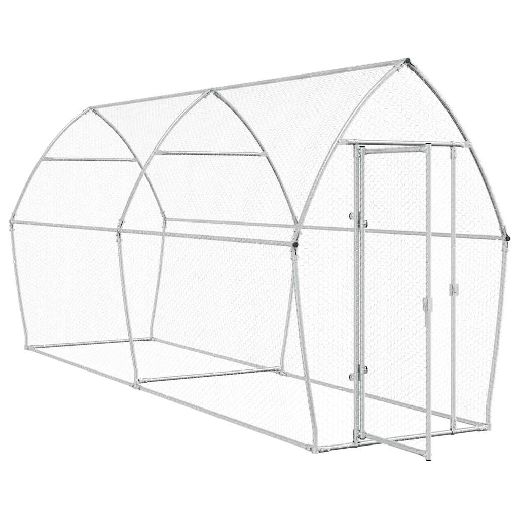 Kippenhok 400x105x182 cm gegalvaniseerd staal zilverkleurig