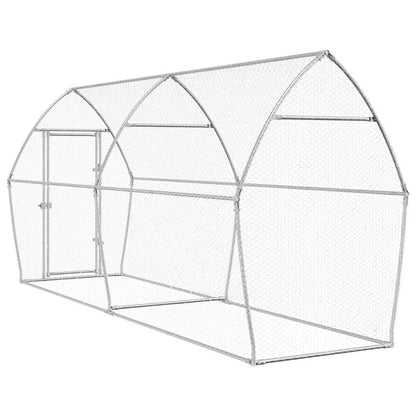 Kippenhok 400x105x182 cm gegalvaniseerd staal zilverkleurig