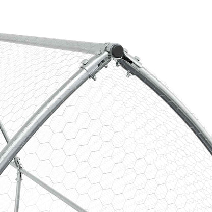 Kippenhok 400x105x182 cm gegalvaniseerd staal zilverkleurig
