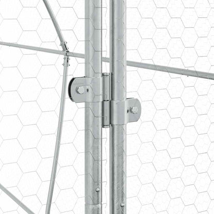 Kippenhok 400x105x182 cm gegalvaniseerd staal zilverkleurig
