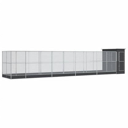 Volière met verlengstuk 1037x203x216 cm staal zilverkleurig