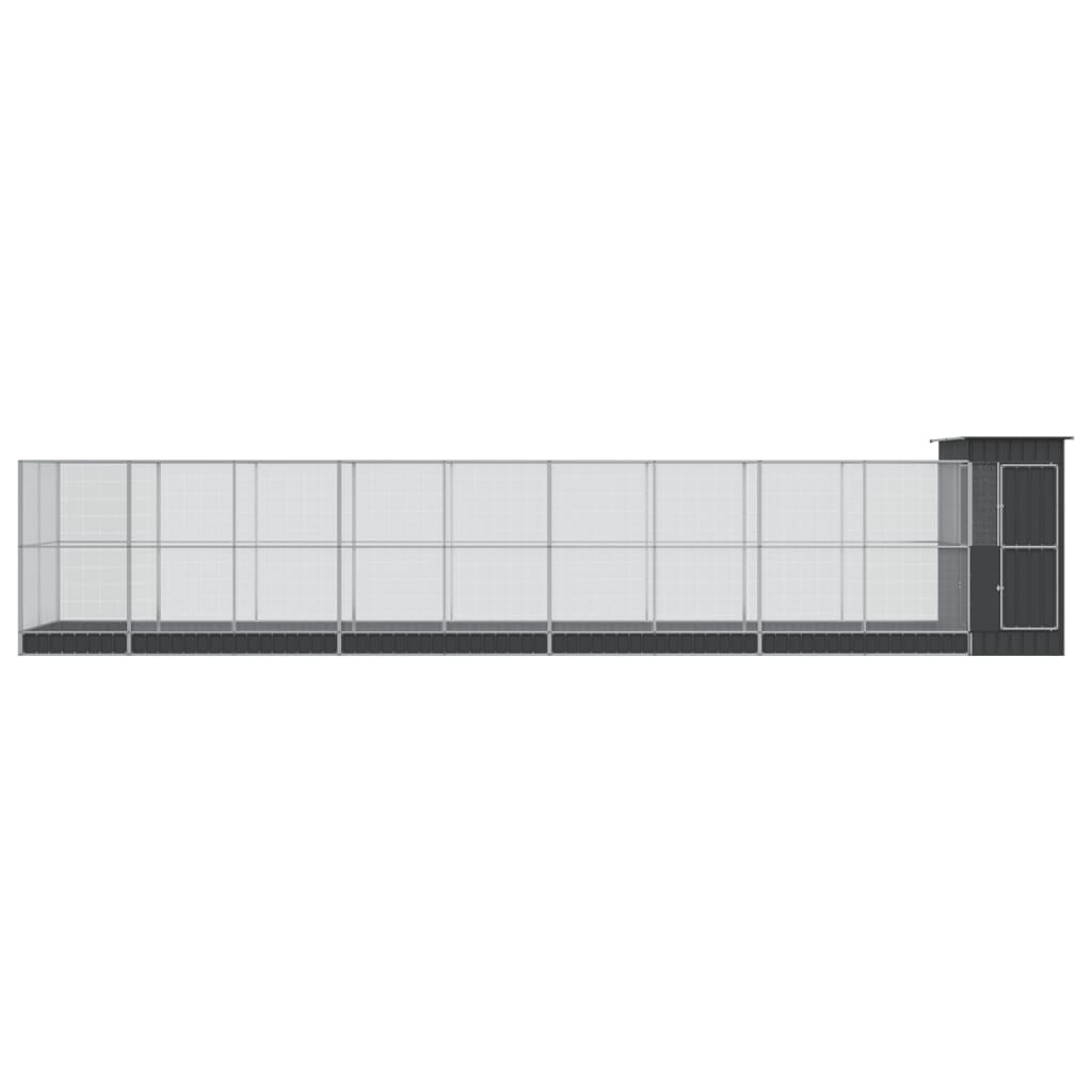 Volière met verlengstuk 1037x203x216 cm staal zilverkleurig