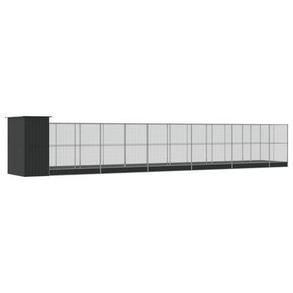Volière met verlengstuk 1244x203x216 cm staal zilverkleurig