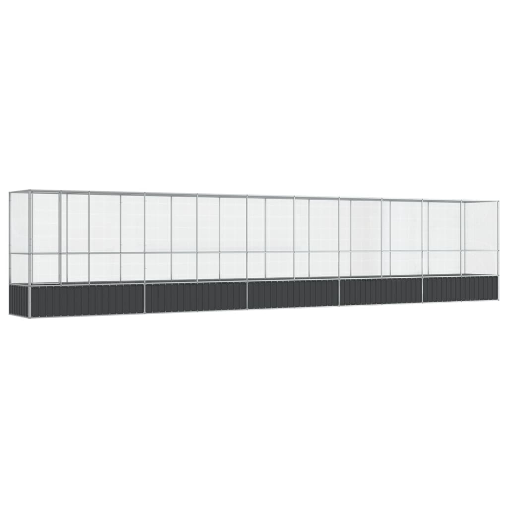 Volière met verlengstuk 1042,5x107x212 m staal zilverkleurig