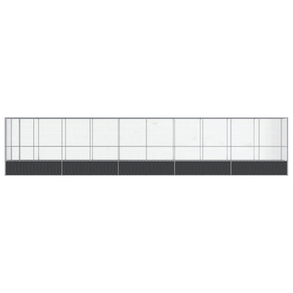 Volière met verlengstuk 1042,5x107x212 m staal zilverkleurig