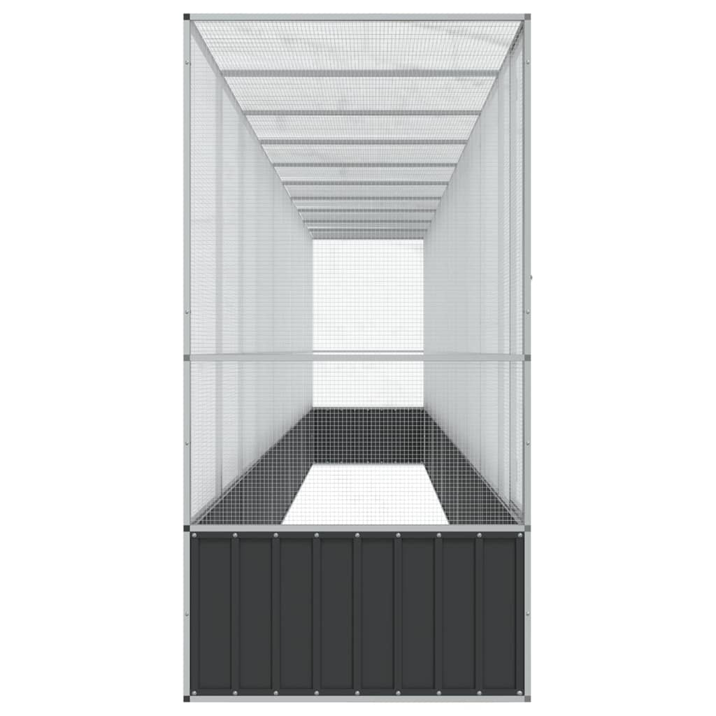 Volière met verlengstuk 1042,5x107x212 m staal zilverkleurig