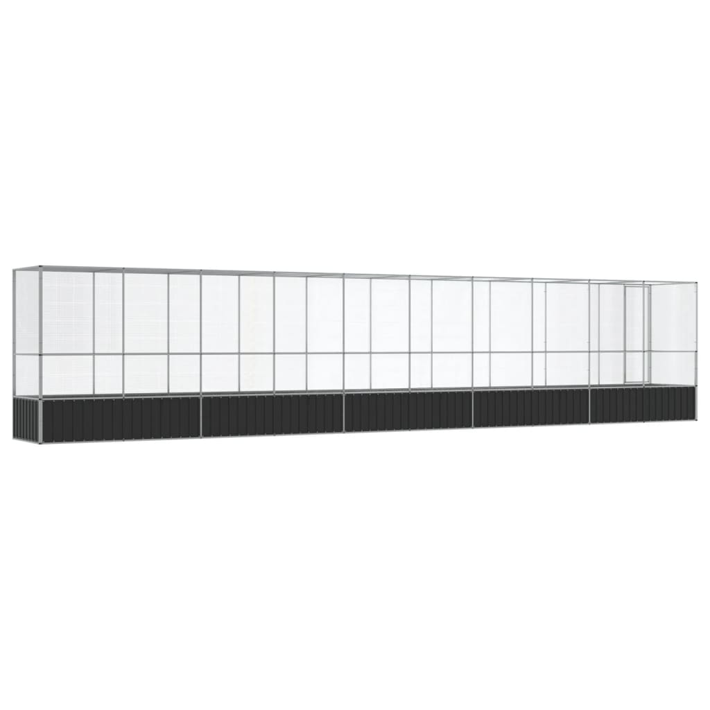 Volière met verlengstuk 1042,5x107x212 m staal zilverkleurig