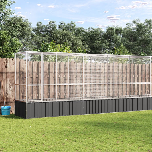 Volière met verlengstuk 1042,5x107x212 m staal zilverkleurig
