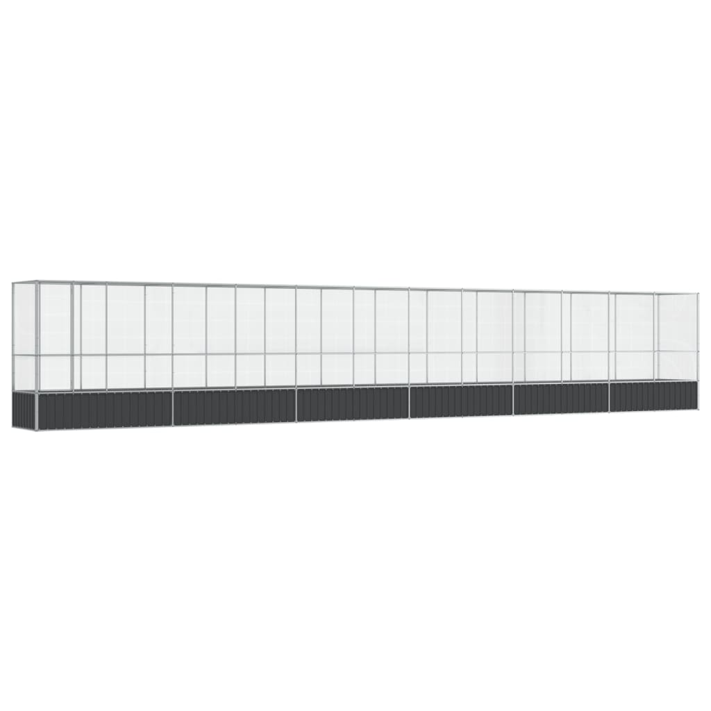 Volière met verlengstuk 1250,5x107x212 m staal zilverkleurig