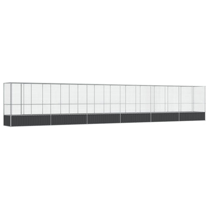 Volière met verlengstuk 1250,5x107x212 m staal zilverkleurig