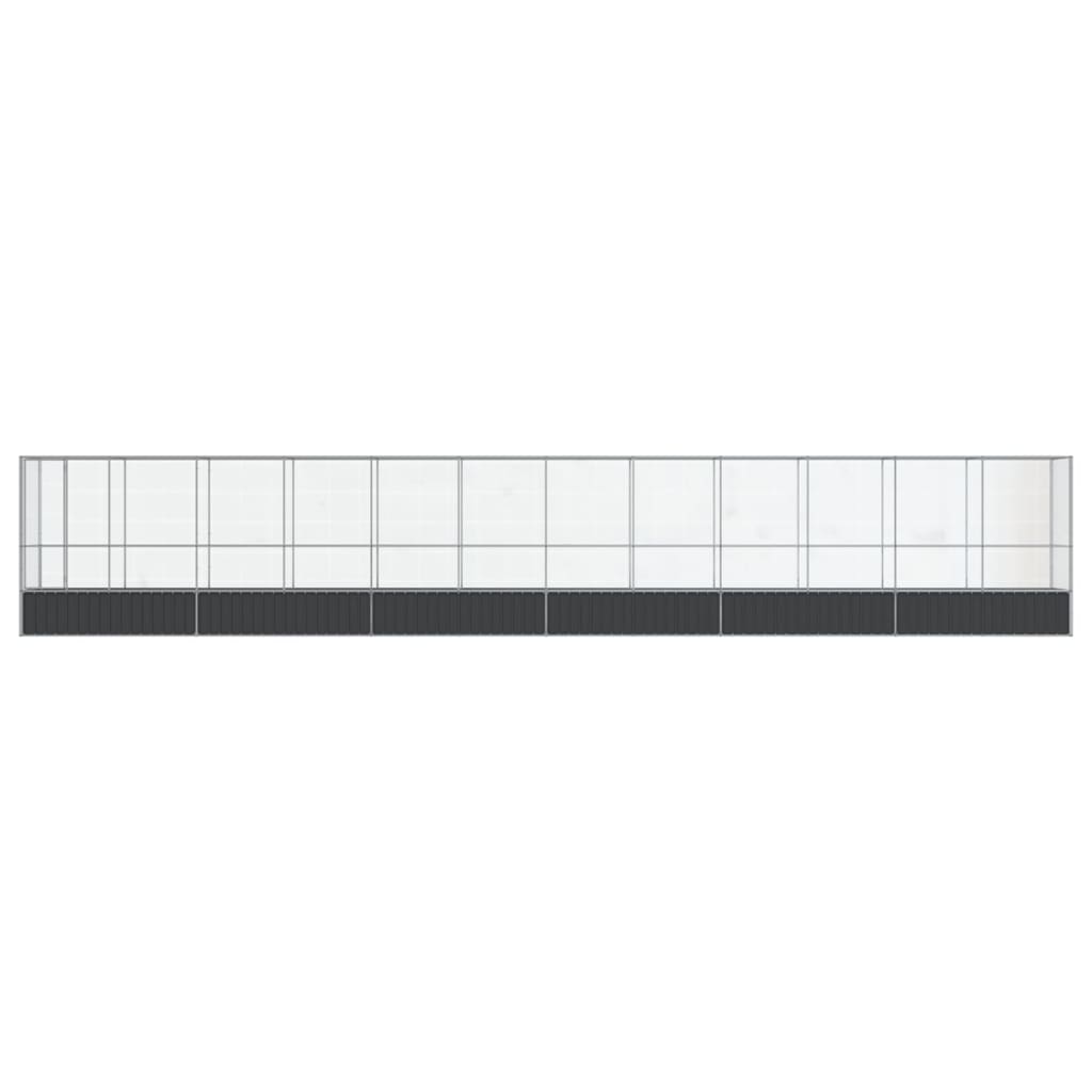 Volière met verlengstuk 1250,5x107x212 m staal zilverkleurig