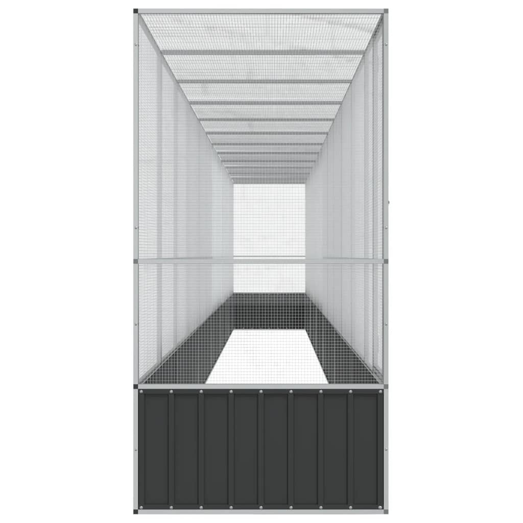Volière met verlengstuk 1250,5x107x212 m staal zilverkleurig