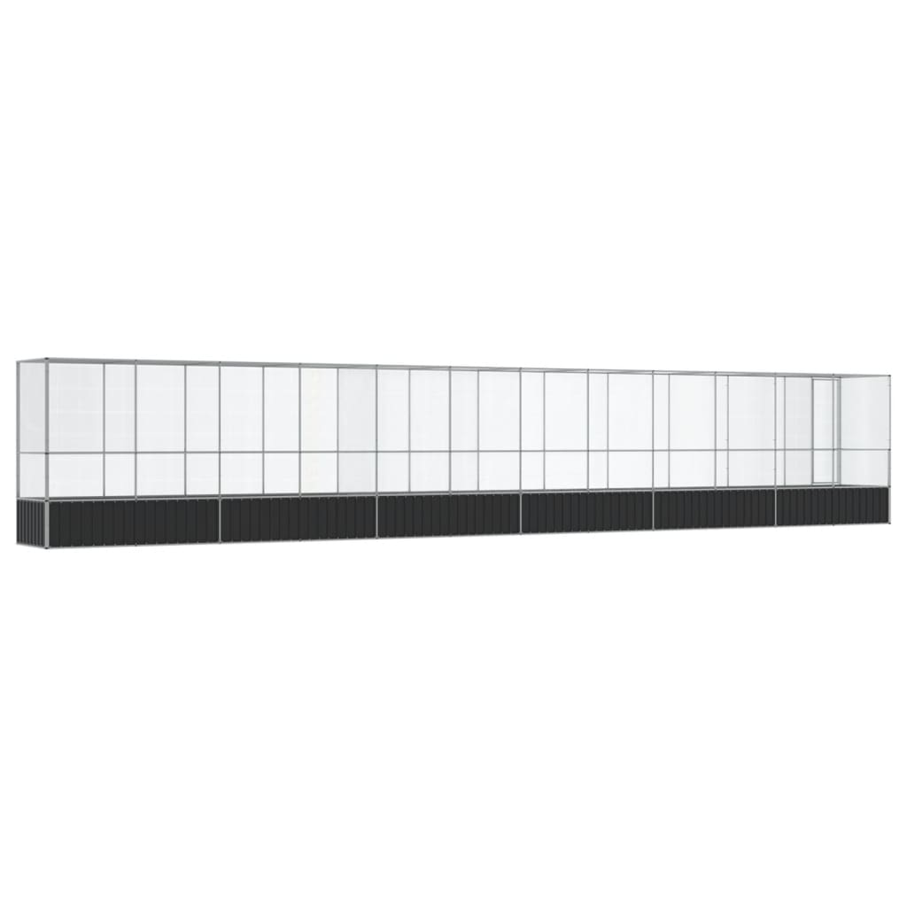 Volière met verlengstuk 1250,5x107x212 m staal zilverkleurig