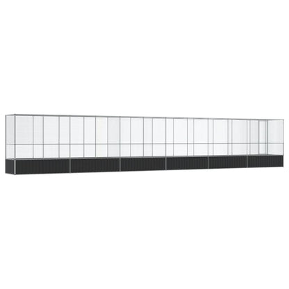 Volière met verlengstuk 1250,5x107x212 m staal zilverkleurig