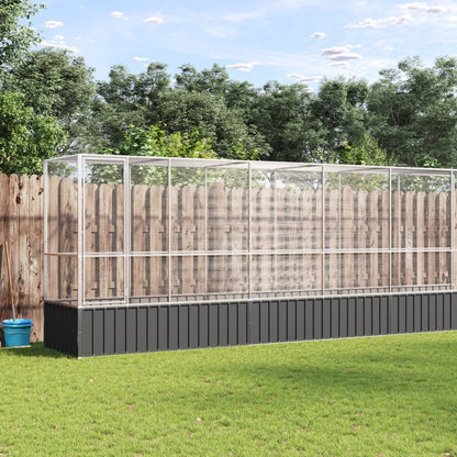Volière met verlengstuk 1250,5x107x212 m staal zilverkleurig