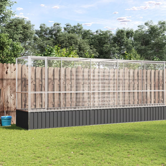 Volière met verlengstuk 1250,5x107x212 m staal zilverkleurig